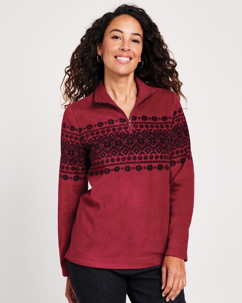 Fair Isle Quarter-Zip Scandia Fleece Top