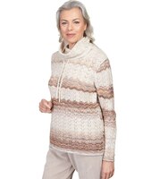 Alfred Dunner® St.Moritz Pointelle Stripe Cowl Neck Sweatshirt thumbnail number 3