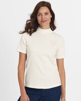 Essential Knit Short-Sleeve Mockneck Top thumbnail number 1