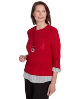 Alfred Dunner® Runway Ready Woven Chevron Top with Stripe Contrast thumbnail number 3