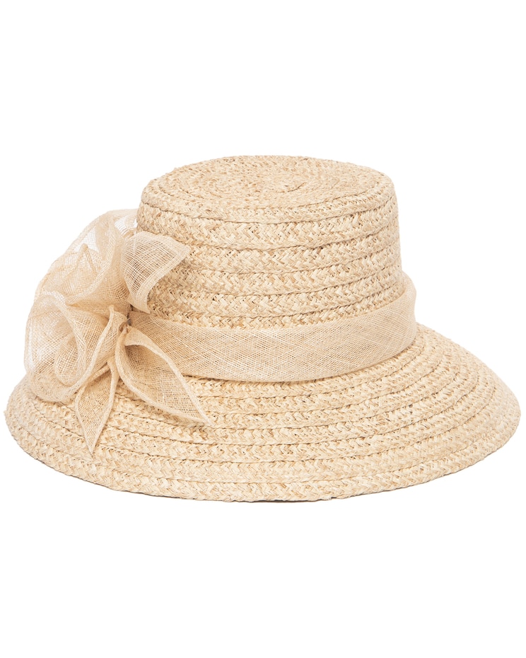 Straw Dress Hat With Triple Floral Band image number 1