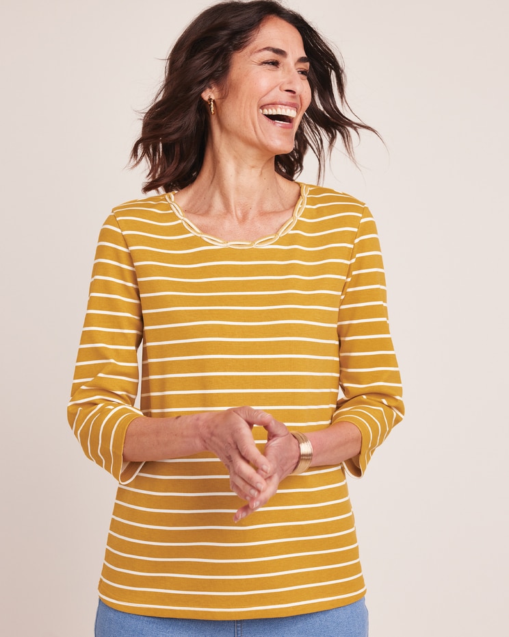 Braid Trim Knit Top image number 1