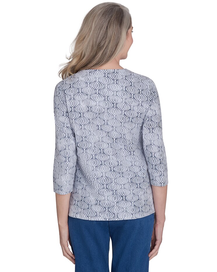 Alfred Dunner® Harvest Moon Textured Floral Embroidered Split Neck Top image number 3
