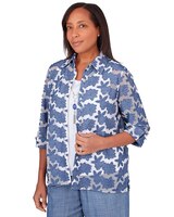 Alfred Dunner® Blue Bayou Mesh Two for One Top with Necklace thumbnail number 3