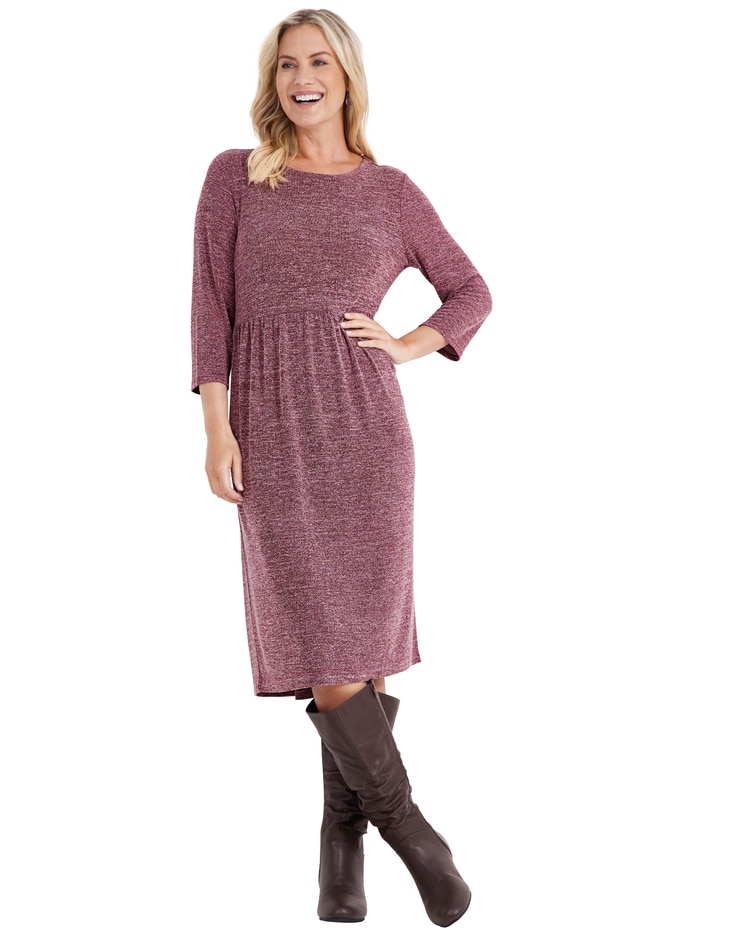 Haband Women’s Marled Hacci Sweater Knit Empire Waist Dress image number 1