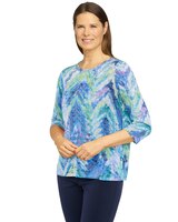 Alfred Dunner® Moody Blues Ikat Chevron 3/4 Sleeve Top thumbnail number 3