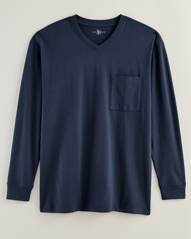 John Blair® Everyday Jersey Knit Long-Sleeve Pocket V-Neck Tee image number 1