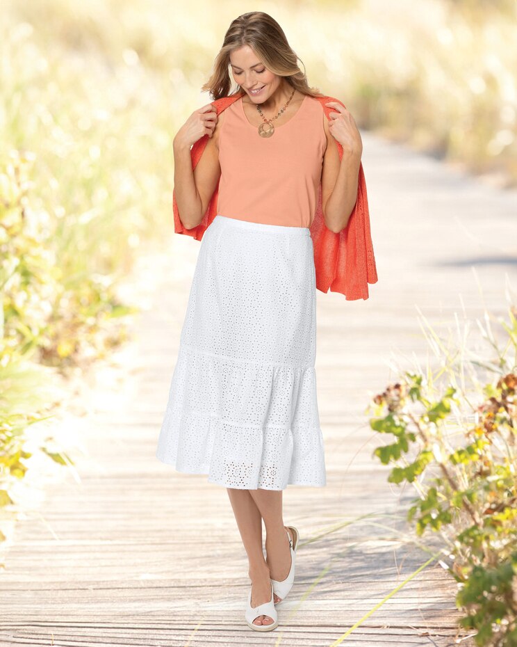 Cotton Eyelet Tiered Skirt image number 2