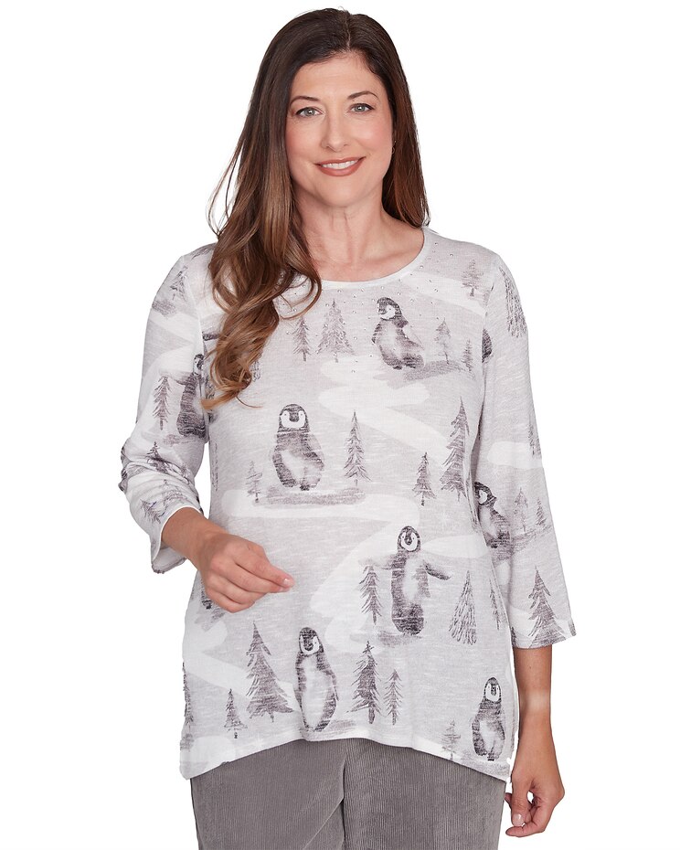 Alfred Dunner® Copenhagen Penguin Field Crew Neck Top image number 1