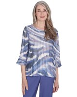 Alfred Dunner® Worth Avenue Watercolor Top with Three Quarter Bell Sleeves thumbnail number 1