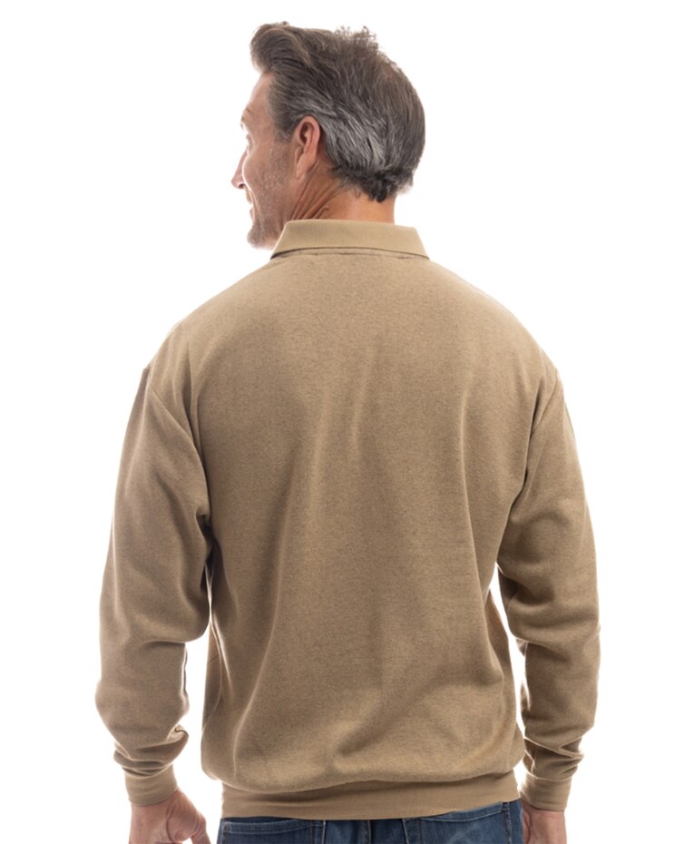 Palmland Long Sleeve Diamond Printed Banded Bottom Polo image number 4