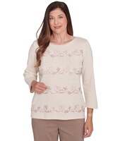 Alfred Dunner® Telluride Biadere Hearts Crew Neck Sweater thumbnail number 1