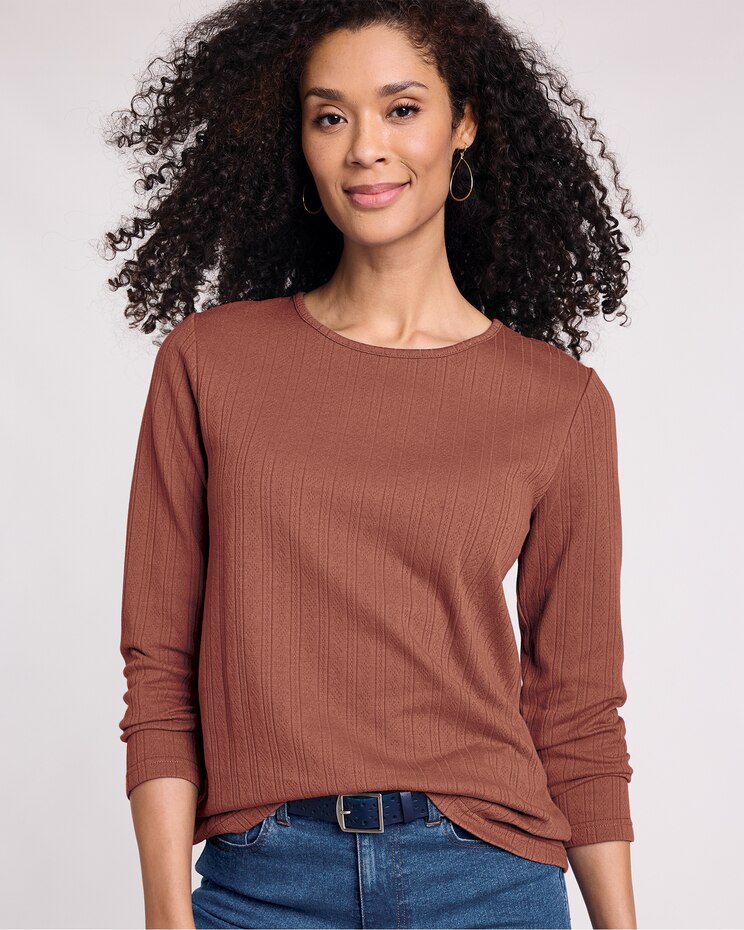 Long Sleeve Pointelle Top image number 1