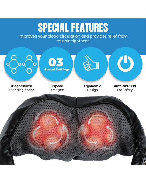 3D Shiatsu Heating Neck & Back Wrap Massager