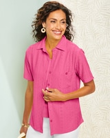 Stretch Eyelet Button Front Shirt thumbnail number 1