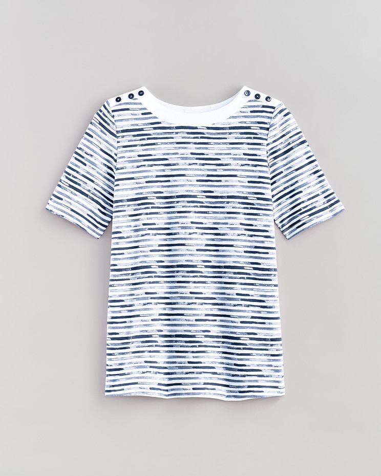 Essential Knit Boatneck Button Trim Top image number 1