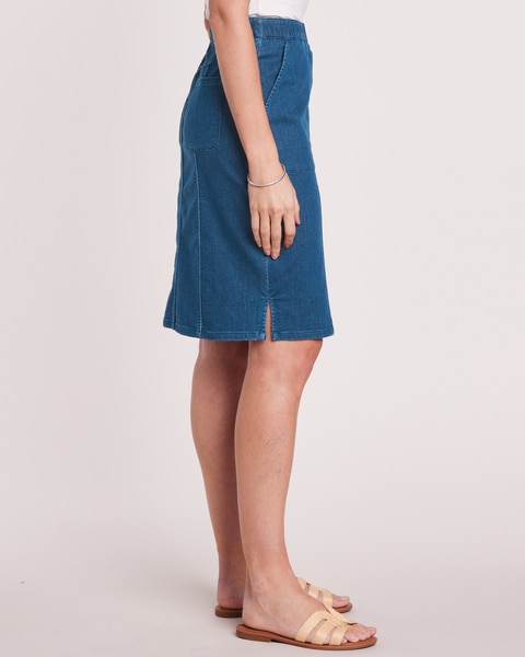 Knit Denim Skirt