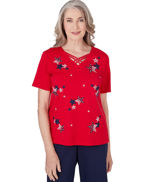 Alfred Dunner® All American Embroidered Stars Top