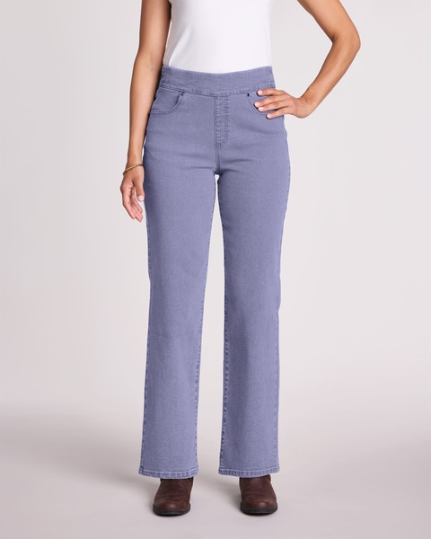 DenimEase™ Flat Waist Wide Leg Jeans
