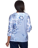 Alfred Dunner® Lavender Fields Geo Floral Printed Ruffle Top thumbnail number 2