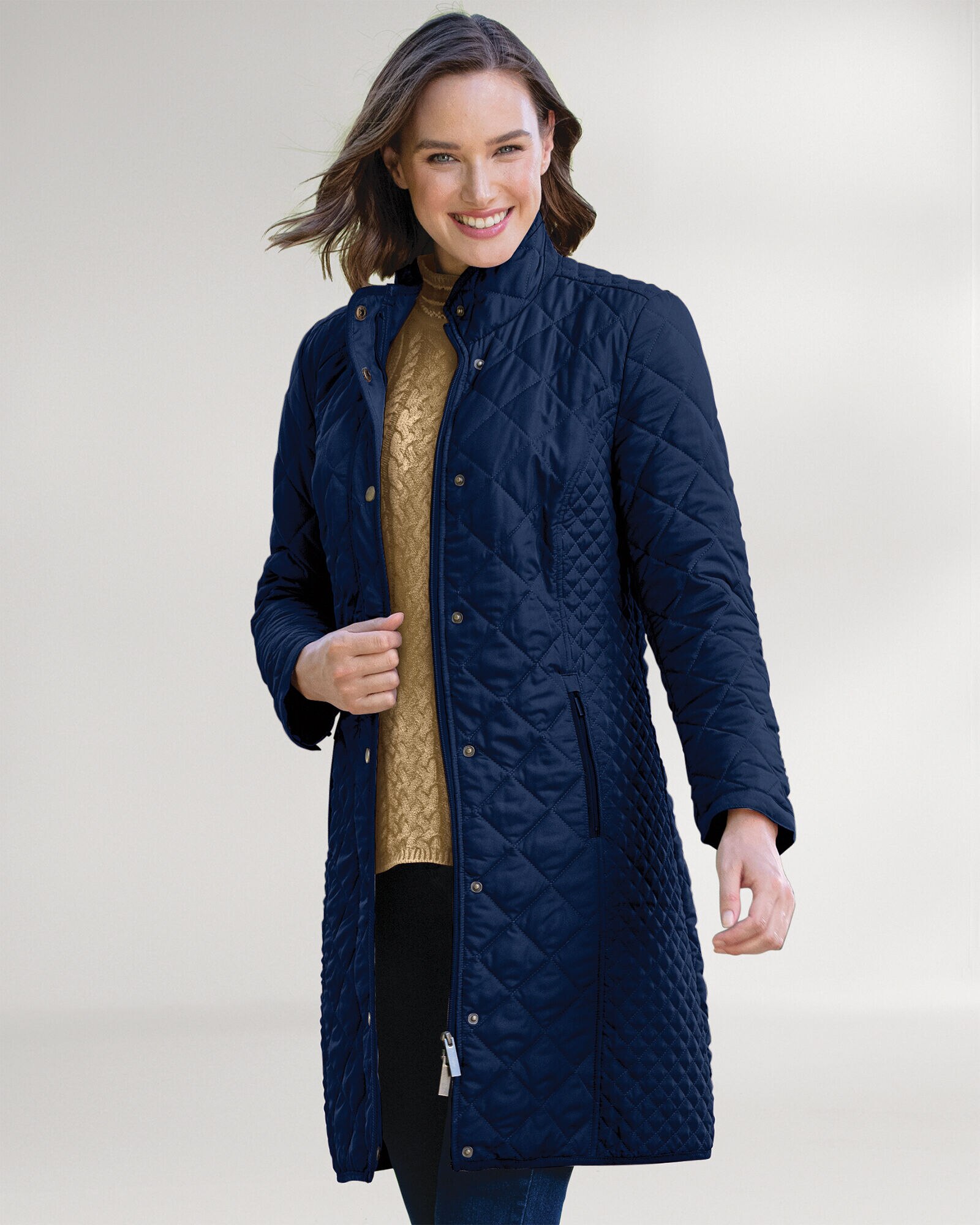 Navy three quarter length coat clearance