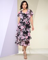 Printed Tea Length Tiered Dress thumbnail number 1