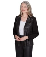 Alfred Dunner® Rue Rivoli Faux Leather Jacket With Knit Sleeves thumbnail number 3