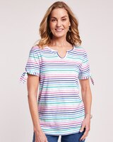 Slub Knit Tie Sleeve Top thumbnail number 1