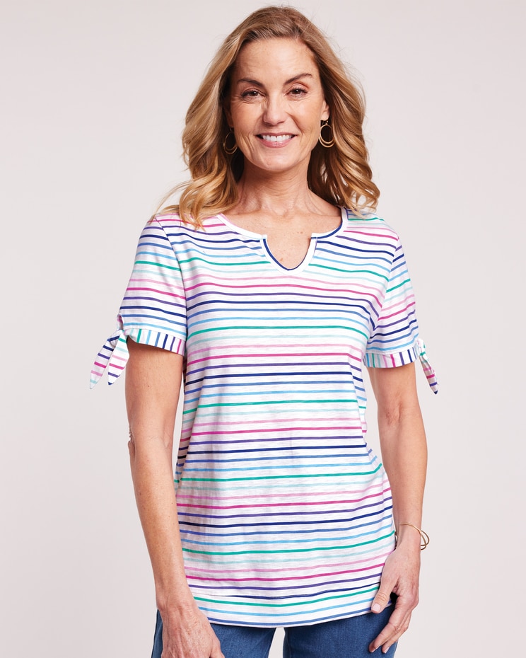 Slub Knit Tie Sleeve Top image number 1