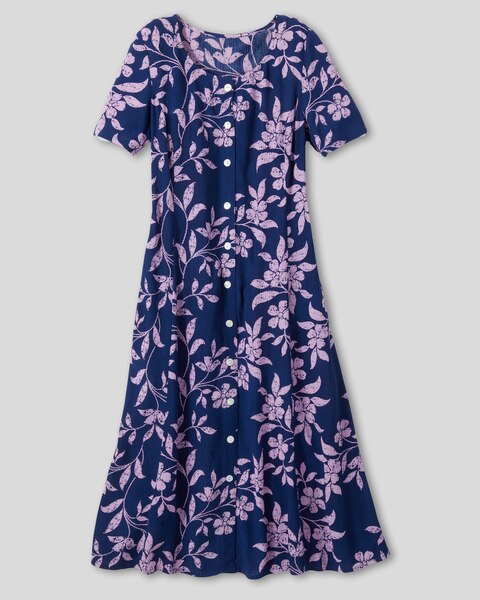 Batik Vines Button-Front Dress