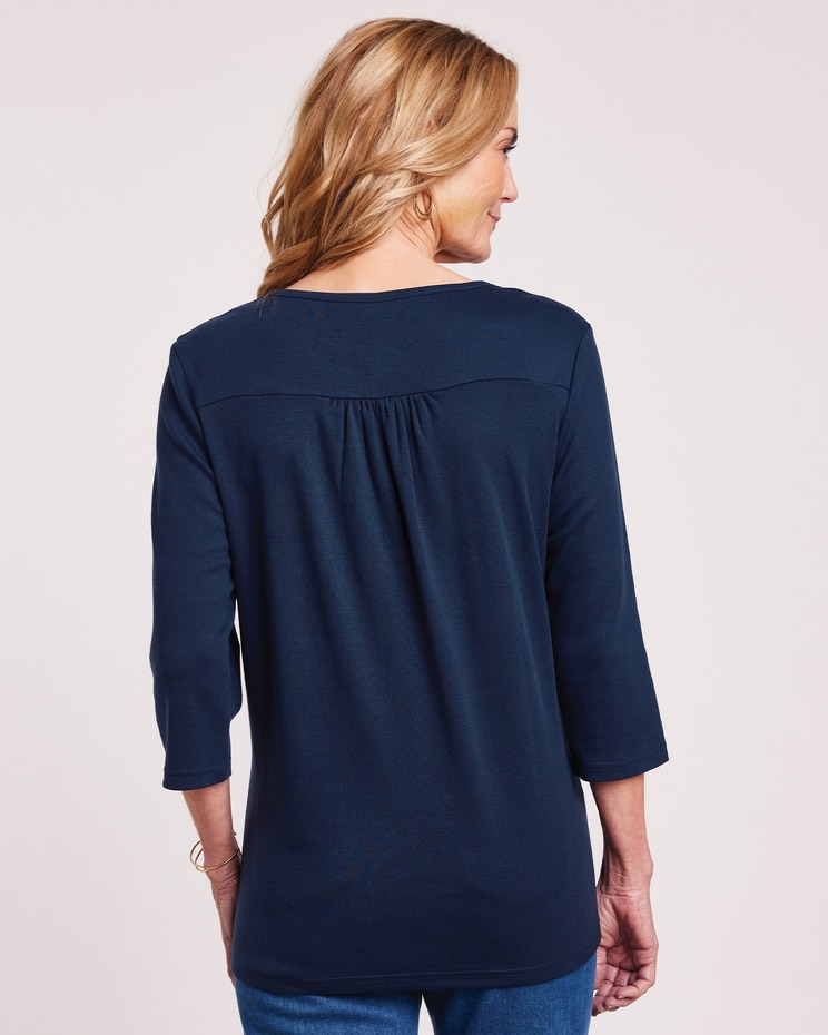 Essential Knit Embroidered Peasant Top image number 3