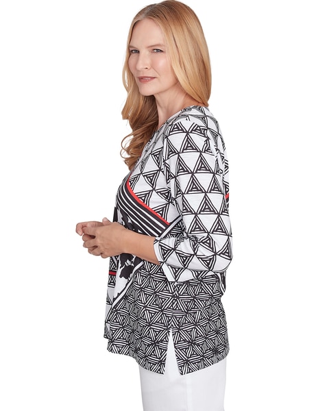 Alfred Dunner® Wild At Heart Geometric Multi Textured Patchwork Top