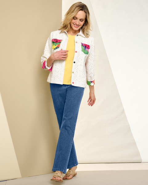 Surprise Bouquet Eyelet Jean Jacket