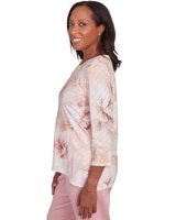 Alfred Dunner® Coming Up Roses Textured Watercolor Flower Top with Necklace thumbnail number 4