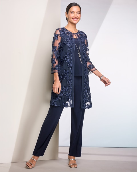 3-Piece Soutache Ribbon Pant Set