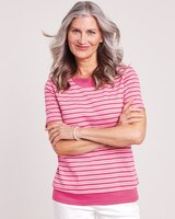 Essential Knit Striped Layered Look Top thumbnail number 1