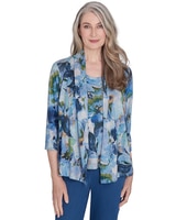 Alfred Dunner® Classics Watercolor Floral Melange Two in One Top thumbnail number 1
