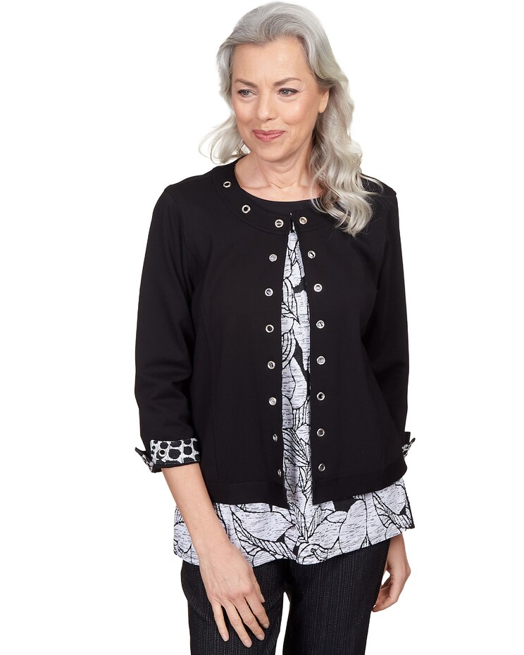 Alfred Dunner® World Traveler Ponte Jacket With Animal Trim image number 1