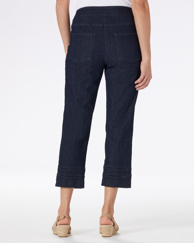 SlimSation Lace-Inset Cropped Pants image number 2
