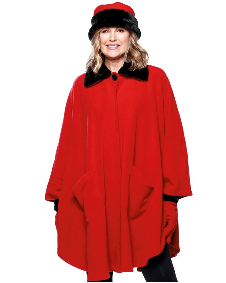 Faux Fur Fleece Wrap,Glove & Hat Set image number 1