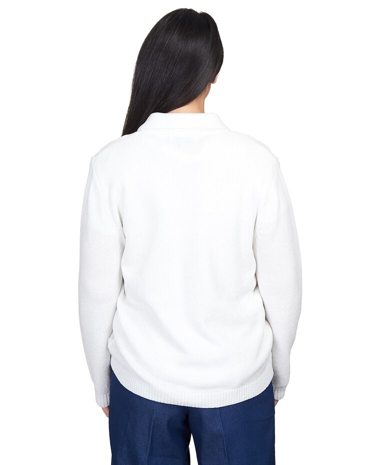 Alfred Dunner® Chenille Metallic Zip Front Cardigan image number 5