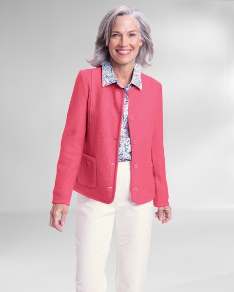 Boiled Wool Patch-Pocket Cardigan