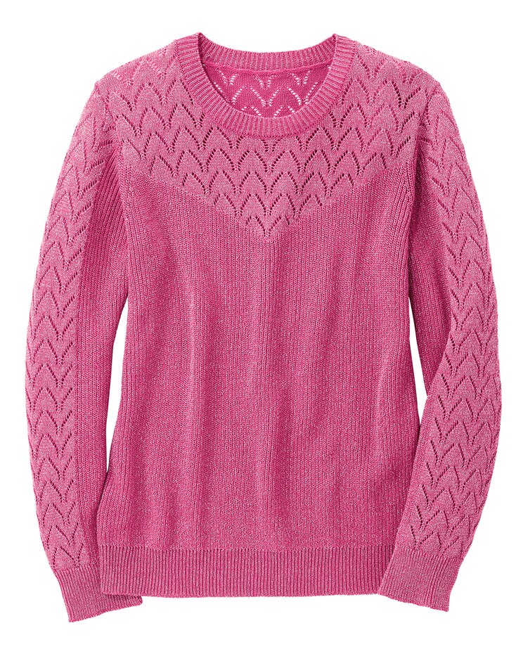 Pointelle Yoke Sweater image number 2