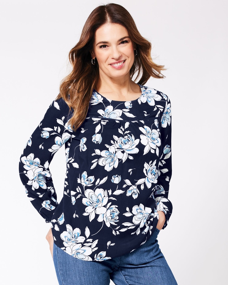 Crochet Trim Floral Top image number 1