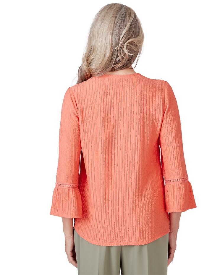 Alfred Dunner® Tuscan Sunset Solid Texture Top with Side Tie image number 2