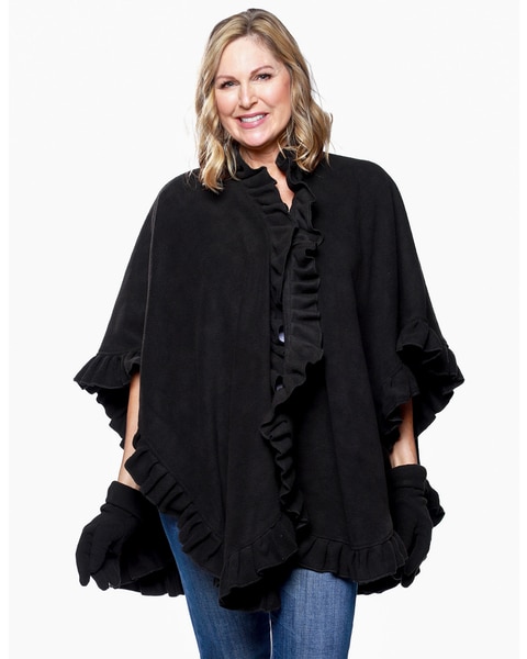 Ruffle Fleece Wrap & Glove Set