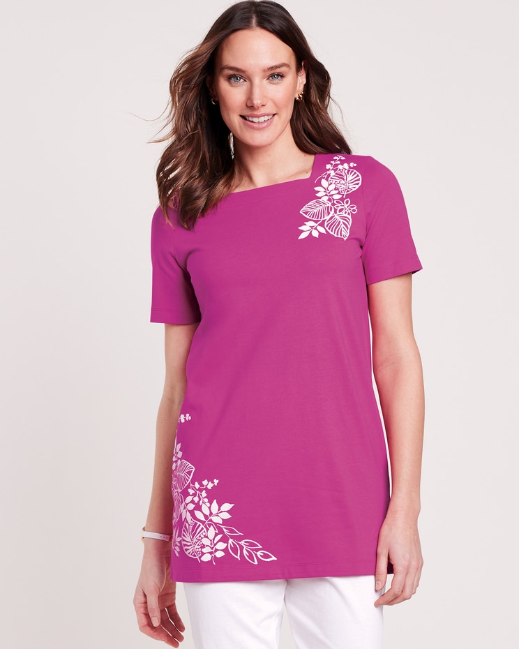 Short-Sleeve Square-Neck Anytime Tunic image number 1