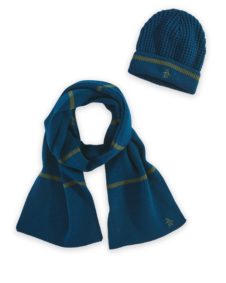 Original Penguin Tipped Beanie and Scarf Set image number 1