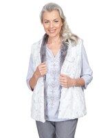 Alfred Dunner® Point Of View Reversible Collared Fur Vest thumbnail number 1