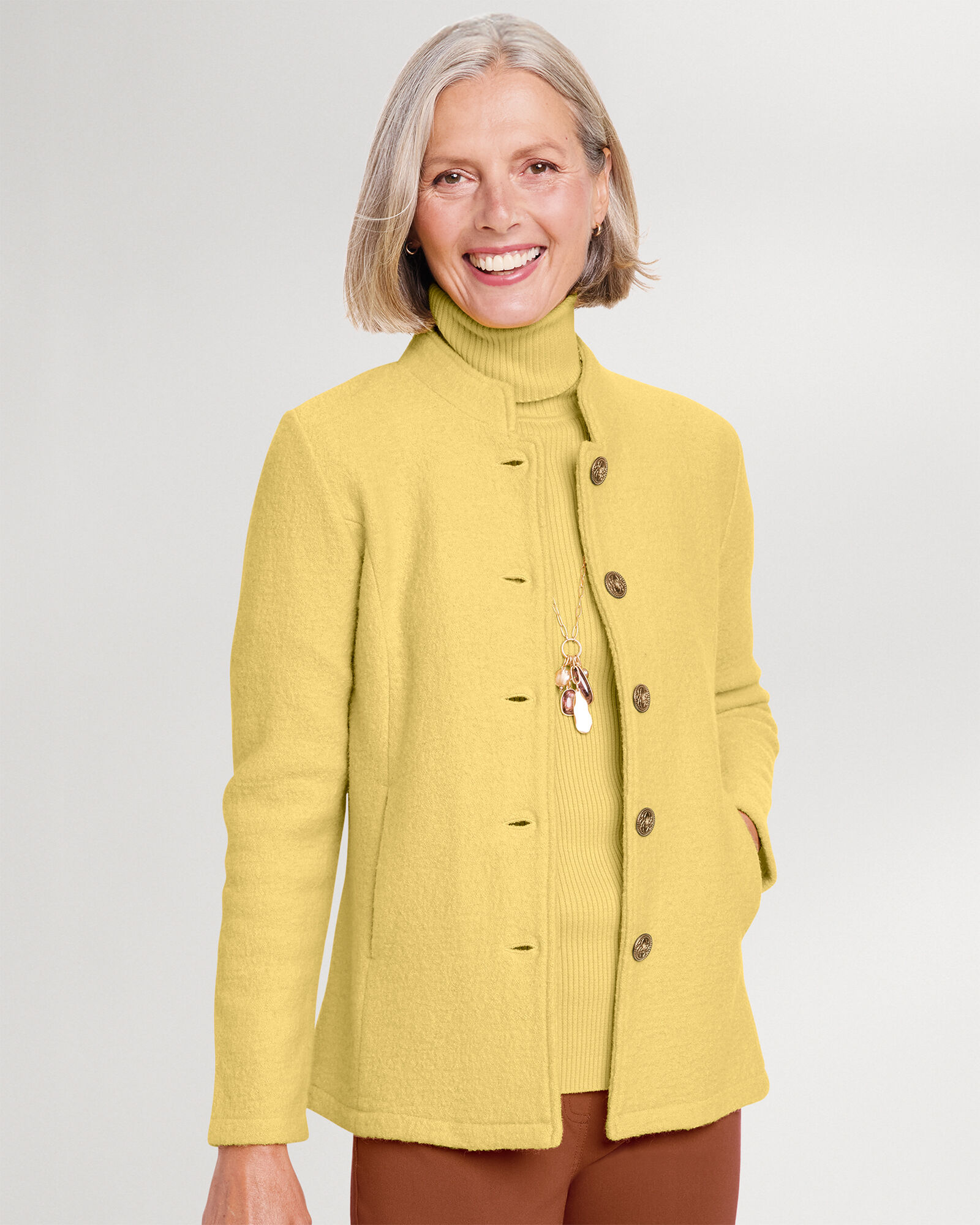 Yellow boiled wool jacket online